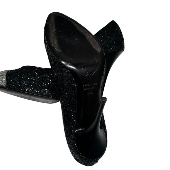 Giuseppe Zanotti Black Silver Glitter Stiletto Pumps 39.5 Heels - Picture 10 of 12